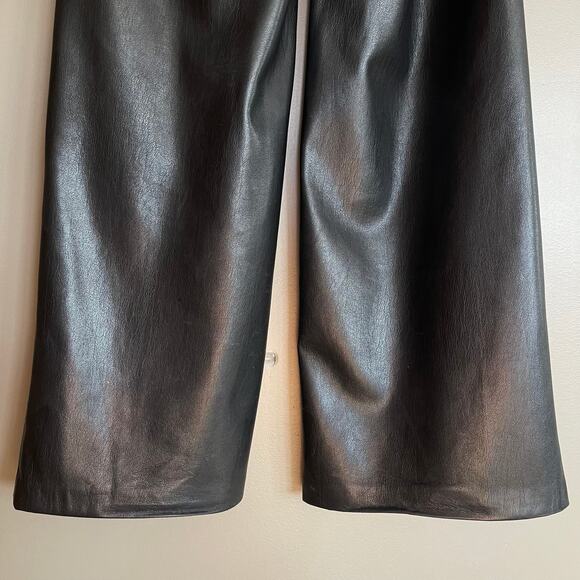 Anine Bing Koa Pant in Black Vegan Leather Size XS High Rise Wide Leg Chic Sexy - Picture 13 of 16